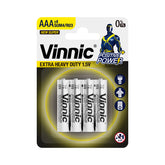 Vinnic Zinc Chloride Battery Super Heavy Duty AAA SUM4 / R03 (1.5V) - 4Count